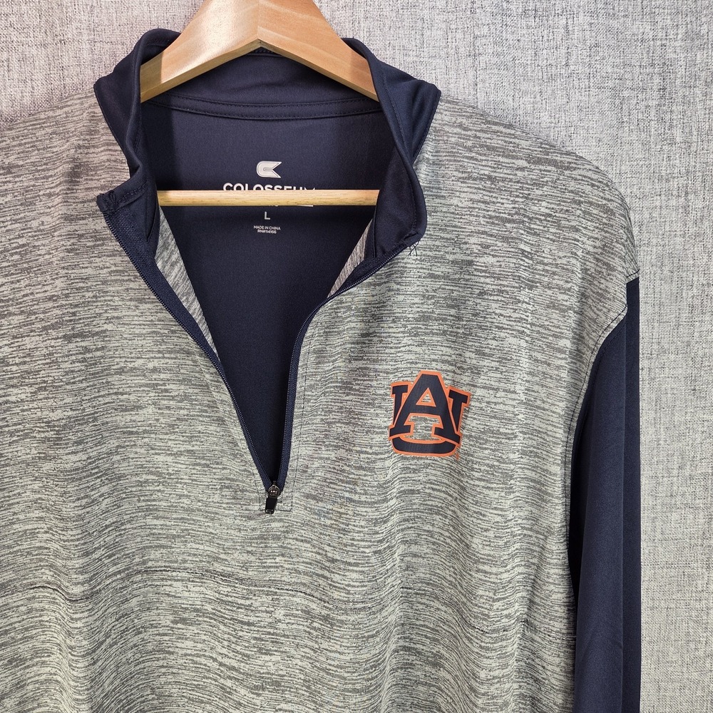 Colosseum Auburn Tigers Athletic Gray 1/4 Zip Long Sleeve Pullover Shirt Men LG
